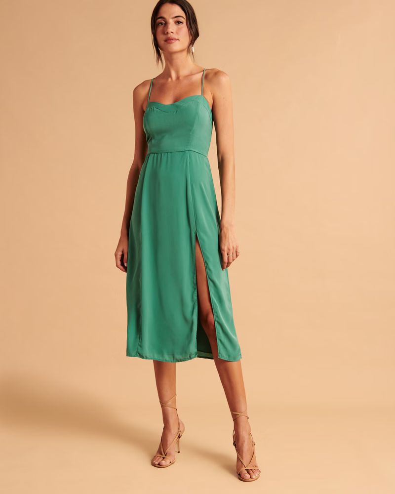 Women's Clean High-Slit Midi Dress | Women's Dresses & Jumpsuits | Abercrombie.com | Abercrombie & Fitch (UK)