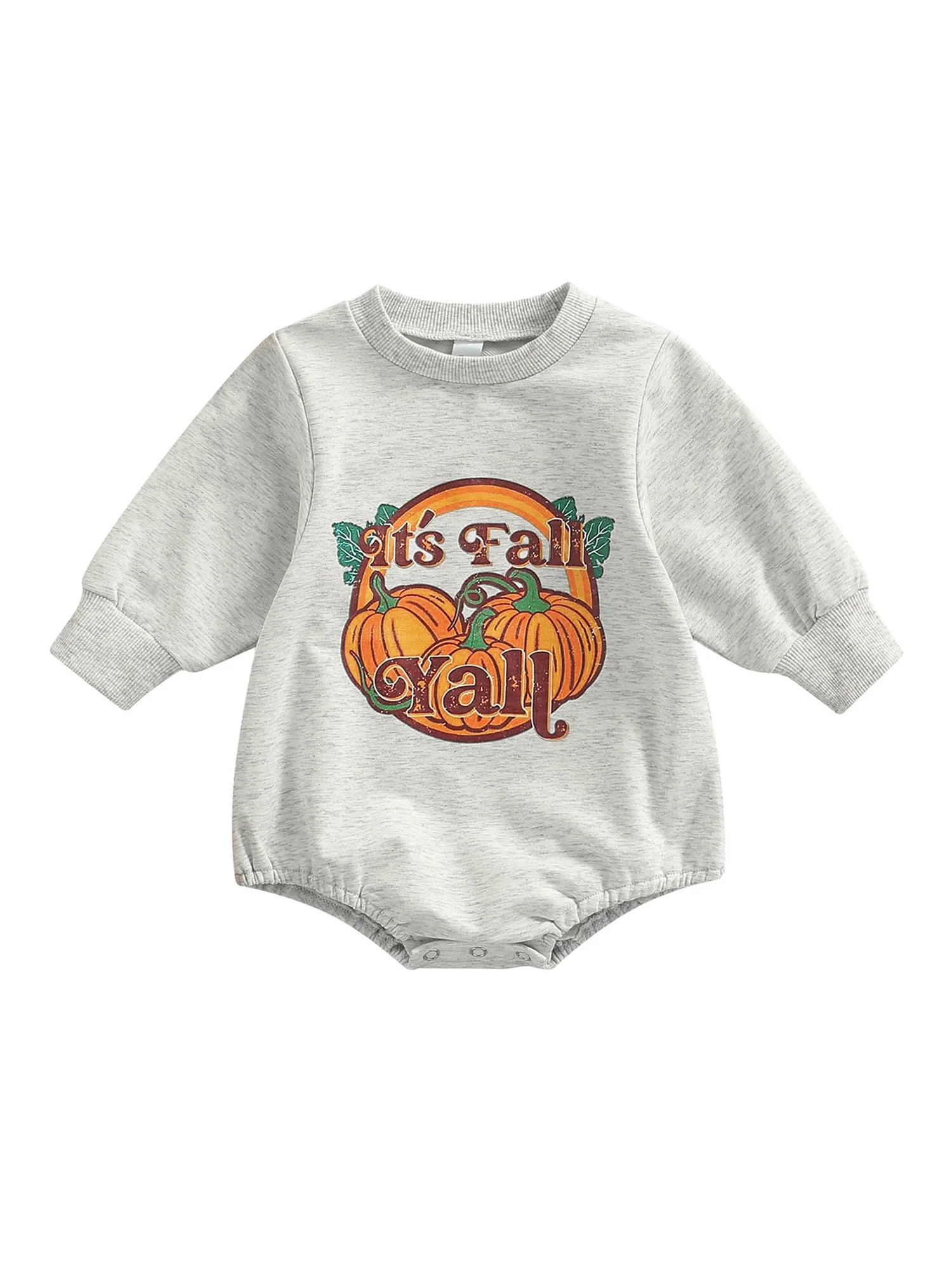 Baby Boys Girls Halloween Clothes Romper Pumpkin Letter Print Long Sleeve Crew Neck Jumpsuit | Walmart (US)