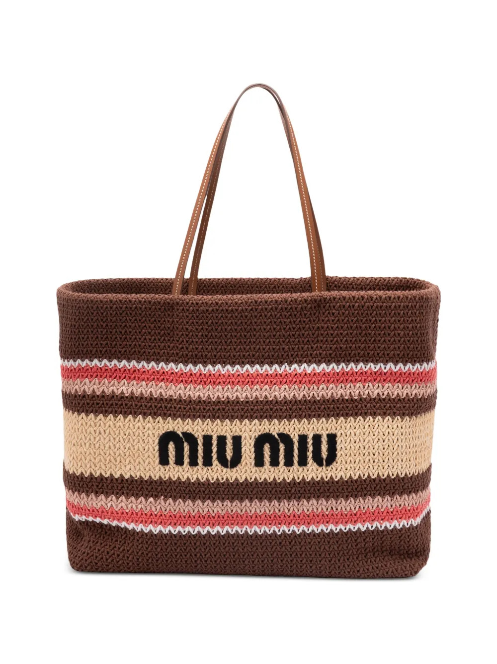 Miu Miu raffia-effect Woven Tote Bag | Brown | FARFETCH IE | Farfetch Global