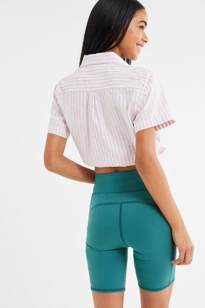 UO Lou Seamed Bike Short - Blue XS at Urban Outfitters | Urban Outfitters (US and RoW)