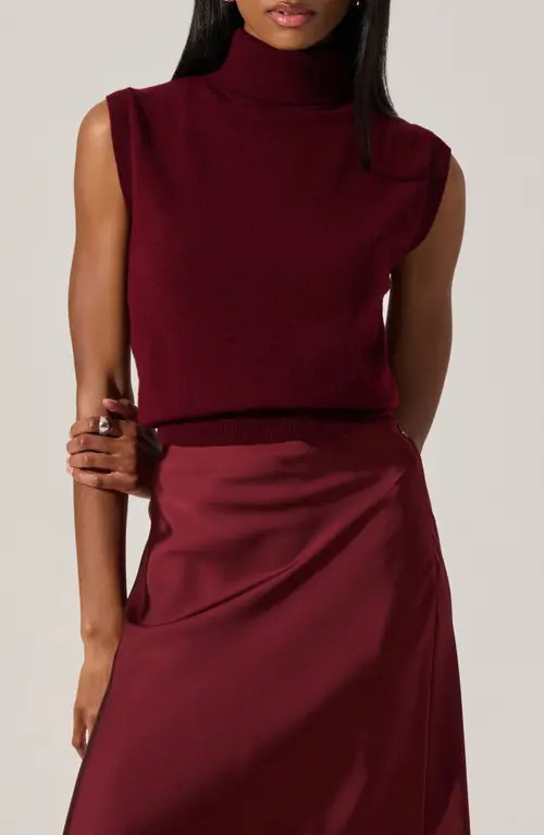 ASTR the Label Avah Turtleneck Wool Blend Sweater Vest in Wine at Nordstrom, Size Medium | Nordstrom
