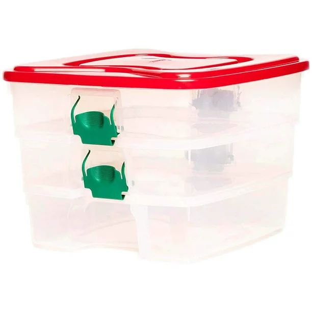 HOMZ 3-in-1 Organizer, Red and Green, Holiday Clear Storage Container - Walmart.com | Walmart (US)