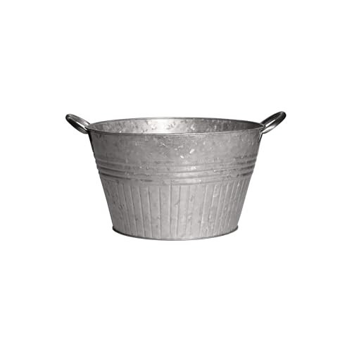 Headwind Decorative Planter - Round Galvanized Tub Planter with Handles – 14 Inch Lightweight Metal Planter with Drainage Hole – Galvanized Steel Tub for Plants - Metal Flower Pot by Robert Allen | Amazon (US)