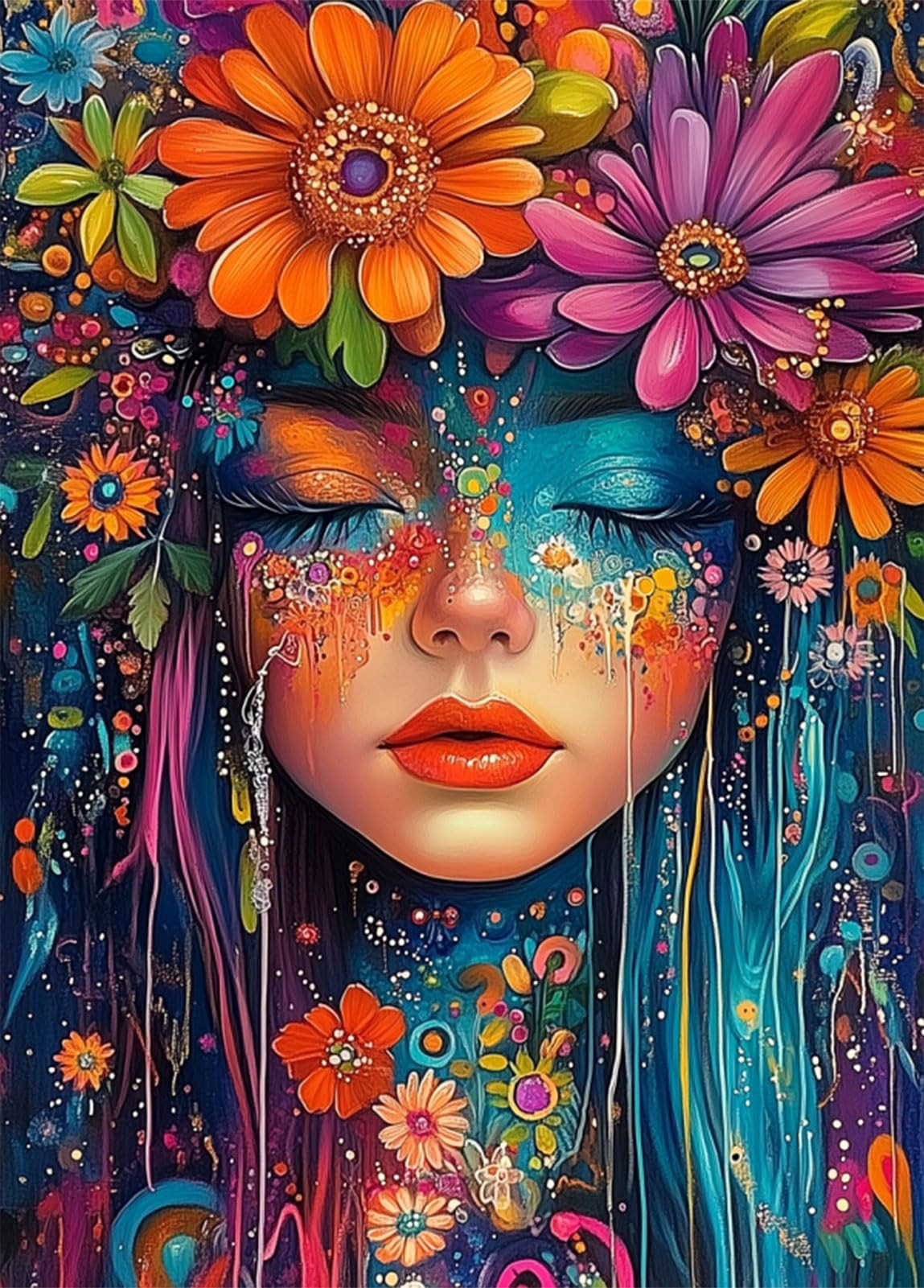 Puzzles for Adults 1000 Pieces, Jigsaw Puzzles with Floral Goddess, with Letters On Back, Colorfu... | Amazon (US)