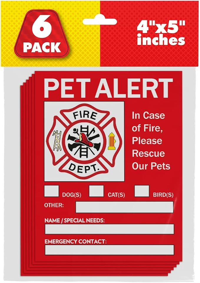 Pet Alert Safety Fire Rescue Sticker - Save Our Pets Emergency Inside Decal - House Home Window D... | Amazon (US)