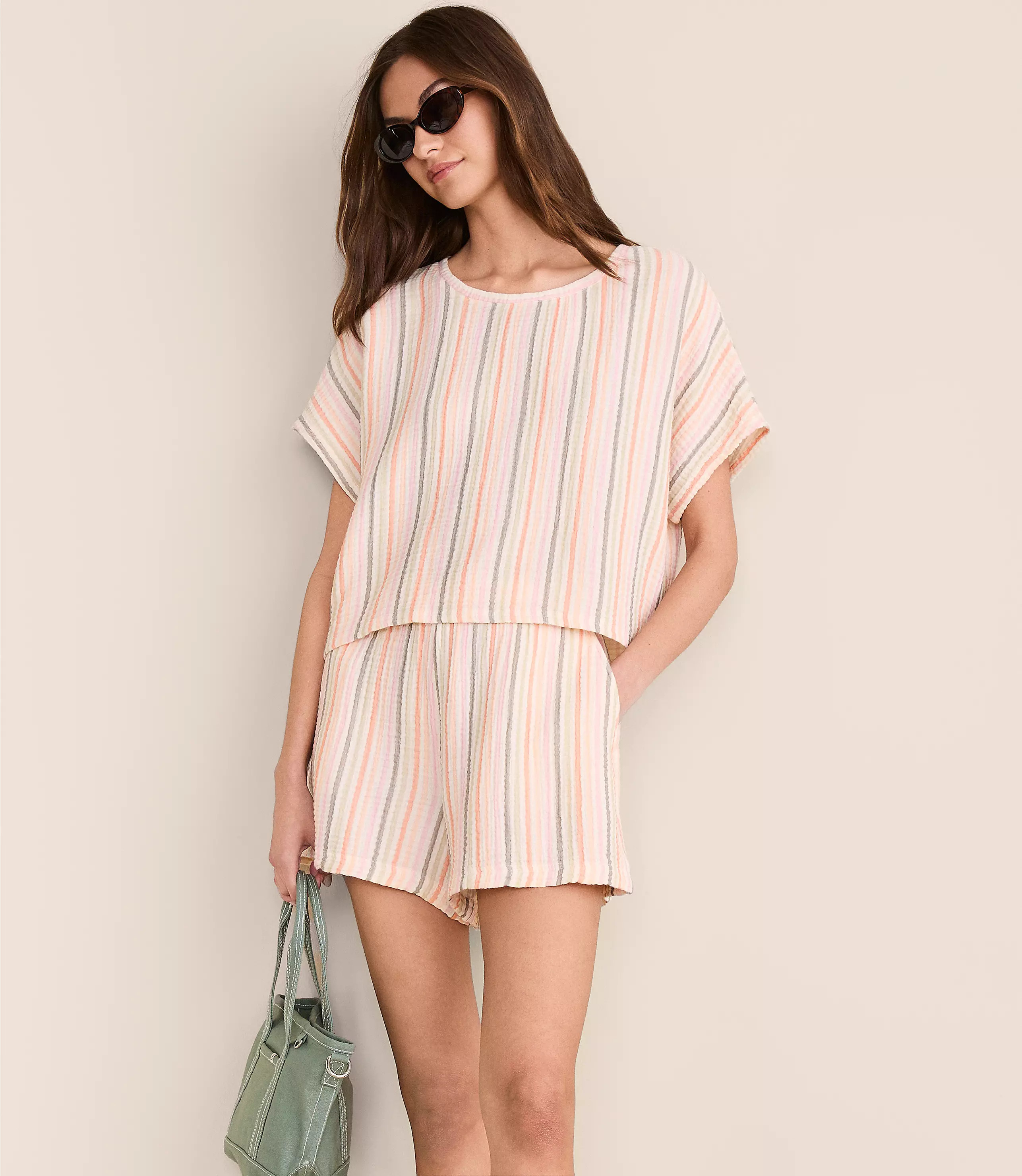 Lou & Grey Striped Triple Cloth Shorts | LOFT