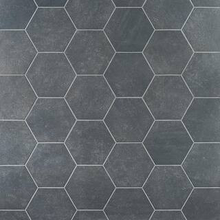 Ivy Hill Tile Sanskrit Black Hex 8.86 in. x 10.20 in. Matte Porcelain Floor and Wall Tile (9.47 s... | The Home Depot