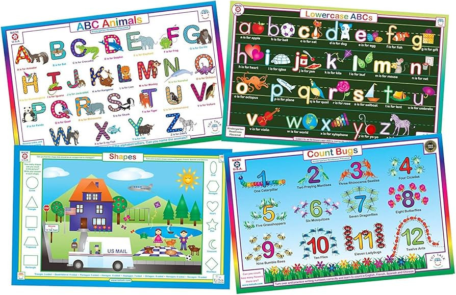 Tot Talk Educational Kids Placemats- Preschool Kindergarten Table Mats: Uppercase ABCs, Alphabet,... | Amazon (US)