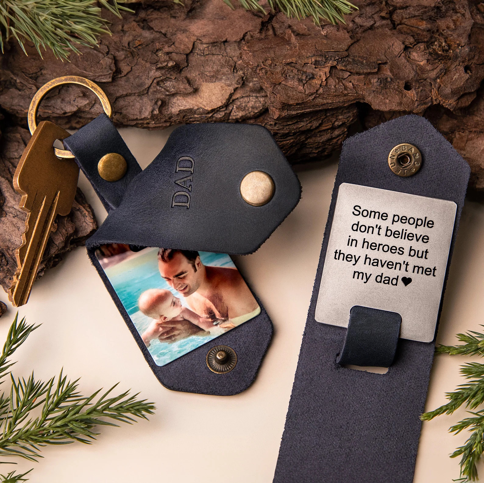 Father's Day Gifts, Personalized Photo Keychain, New Dad Gift, Leather Keychain, First Fathers Da... | Etsy (Global)