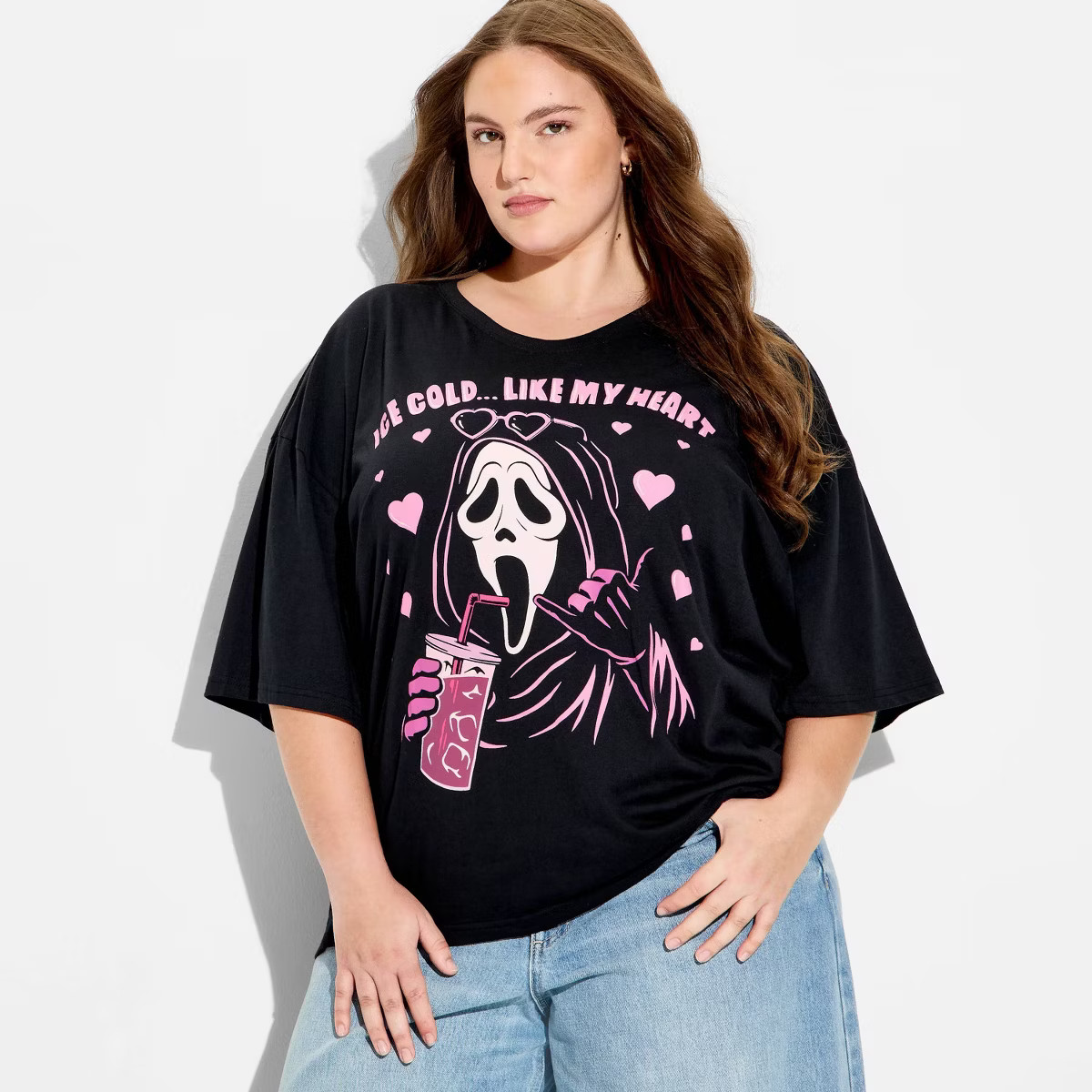 Women's Ghostface Oversized Short Sleeve Graphic T-Shirt - Black | Target