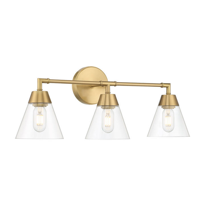 Owen 3-Light Vanity Wall Light, Satin Brass | Lights.com