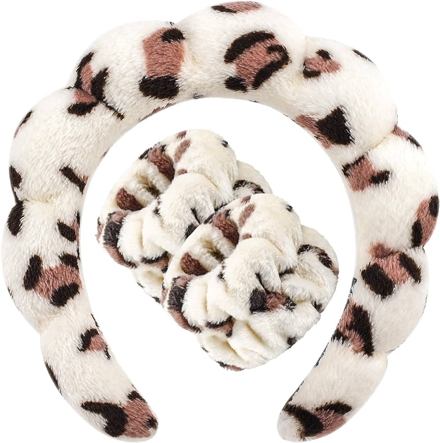 Zkptops Spa Headband for Washing Face Wristband Set Sponge Makeup Skincare Headband Wrist Plush B... | Amazon (US)