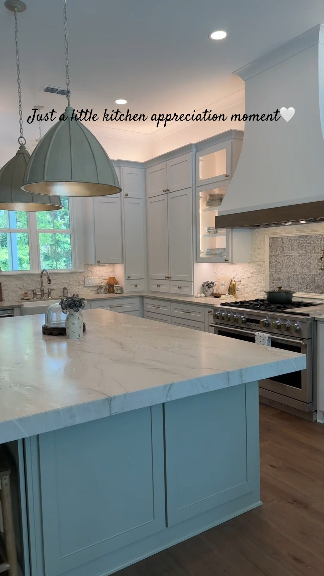 Featuring our quartzite✨ linking our lighting, barstools & kitchen decor/essentials I use everyday 

A quiet moment for the swan leather quartzite because this view never gets old 🤍 the soft texture, warm light, and cozy tones make this kitchen feel so timeless every single day.

#dreamkitchen #interiorinspo #newhome #cozyelegance #quartzite