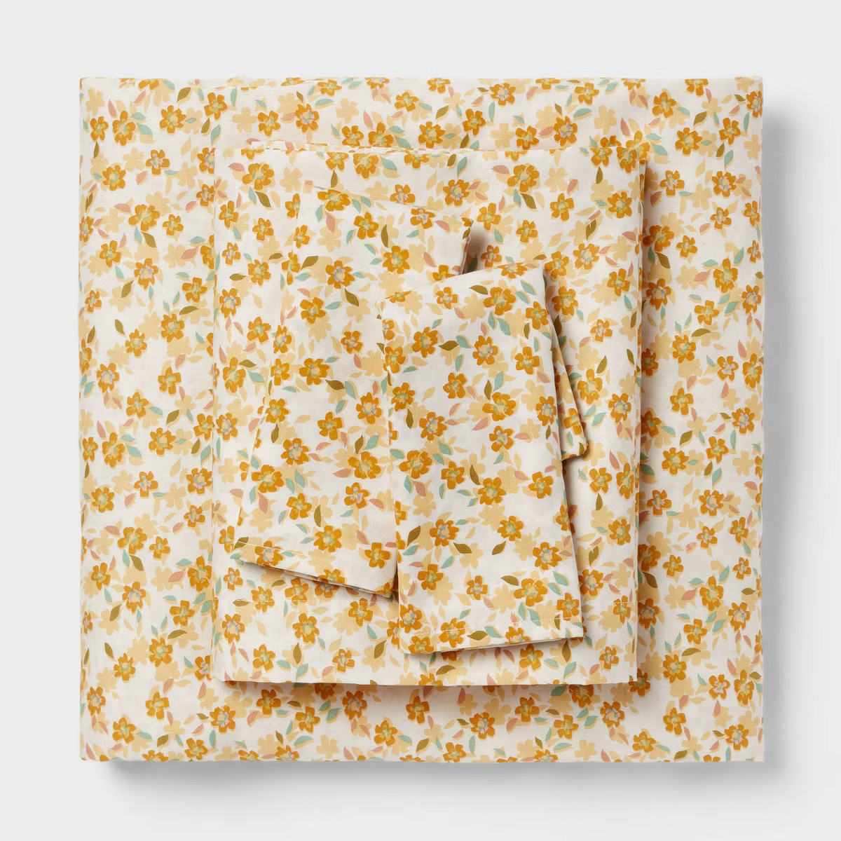 Twin/Twin XL Cotton Blend Sateen Sheet Set Yellow Floral - Room Essentials™ | Target