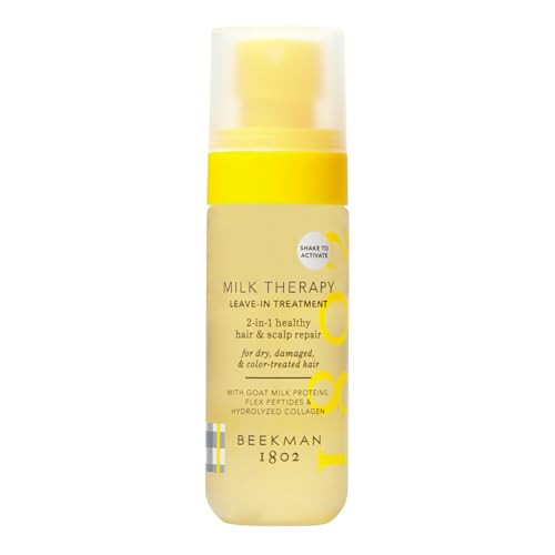 Beekman 1802 Milk Therapy Peptide Leave-In Treatment – Tames Frizz & Deeply Hydrates With Goat Milk Proteins, Brazilian Flex Peptide Bond & Hydrolyzed Collagen, Sulfate Free, 2 fl oz | Amazon (US)