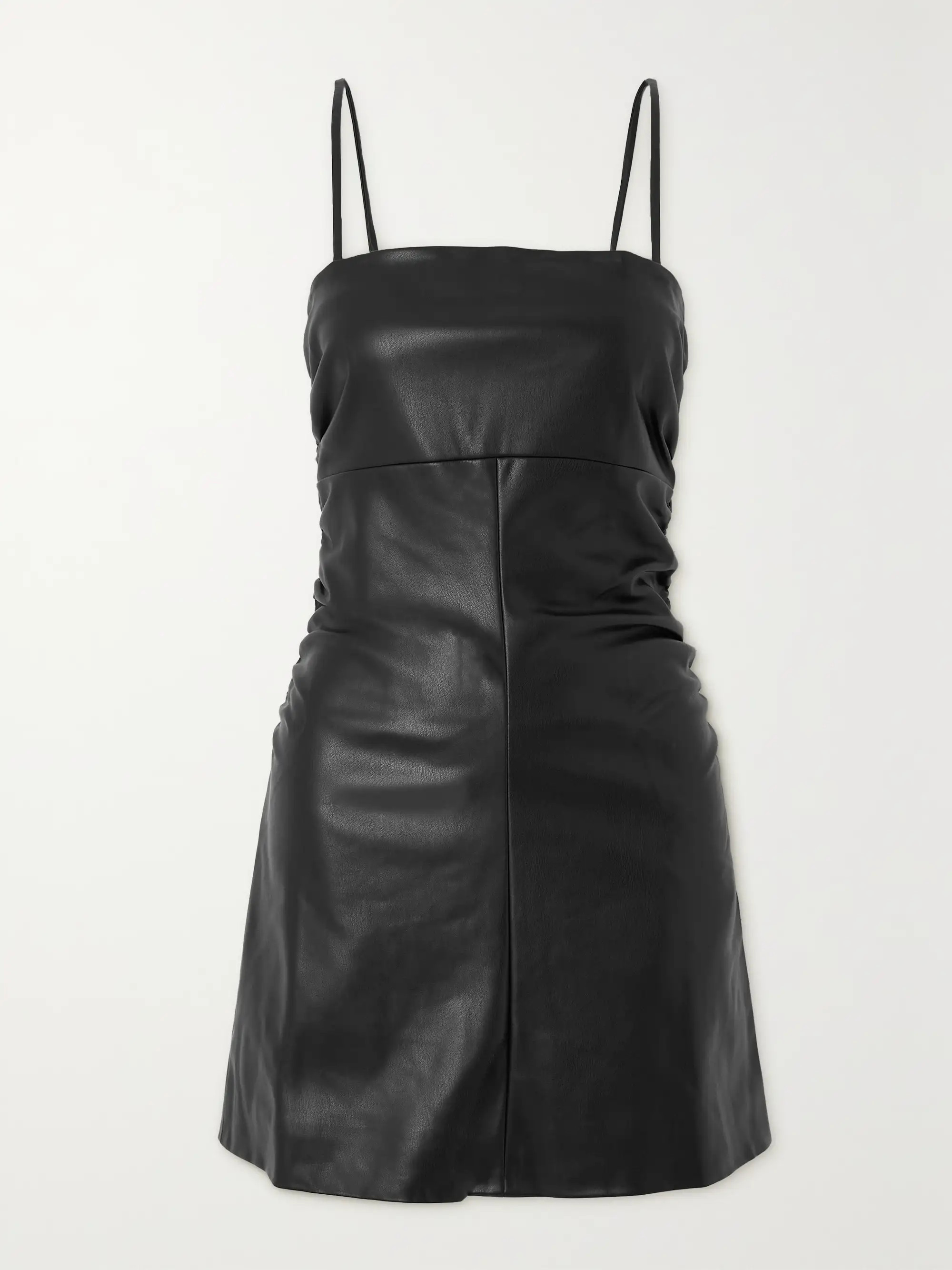 Ruched faux leather mini dress | NET-A-PORTER (US)