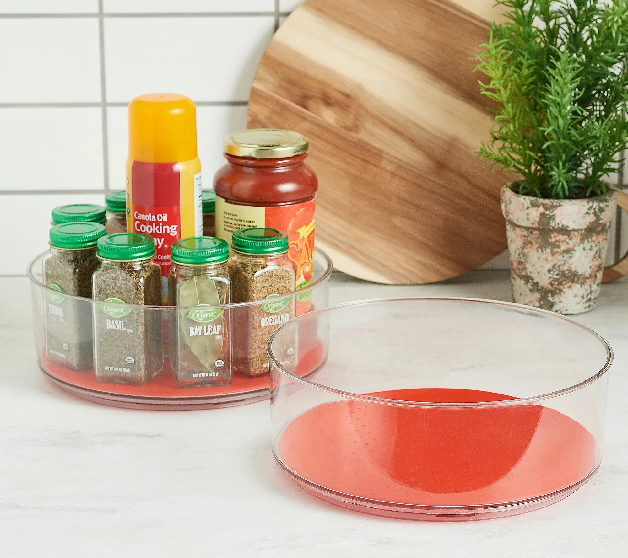 As Is Tidy & Co. S/2 9"" Clear Turntable Organizers | QVC