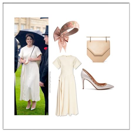 Princess Eugenie garden party style ulla Johnson cassia dress and Emmy London headband 