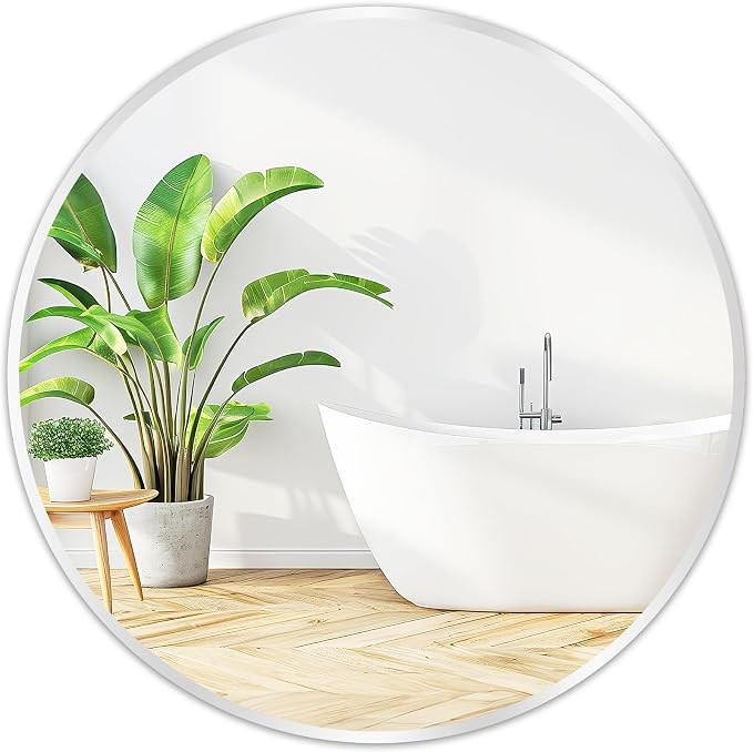 Fabuday Silver Circle Mirror for Wall 20 inch - Round Mirror for Bathroom, Entryway, Living Room,... | Amazon (US)