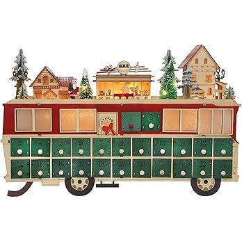 MorTime Wooden Train Advent Calendar with 24 Storage Drawers Lighted Countdown to Christmas, 24 D... | Amazon (US)