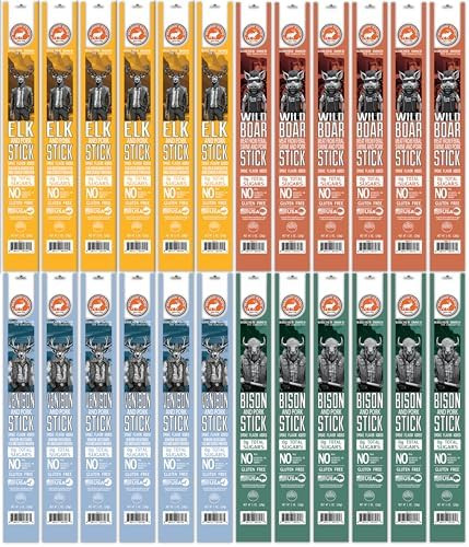 PEARSON RANCH Game Meat Sticks Variety - Elk, Bison, Venison, Wild Boar - Exotic Jerky Sticks, No... | Amazon (US)