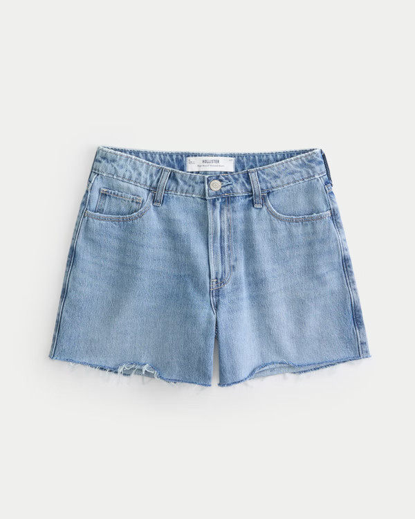 Women's High-Rise Relaxed Denim Shorts 5" | Women's Bottoms | HollisterCo.com | Hollister (US)