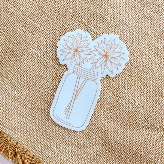 Flower Jar Sticker | Yellow Flowers Sticker | Yellow Floral Sticker | Botanical Sticker | Bouquet... | Etsy (US)