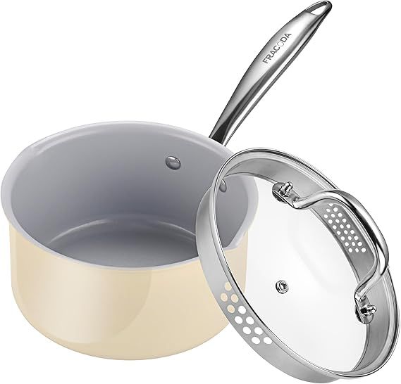2 Quart Nonstick Sauce Pan with Lid, Ceramic Saucepan Small Cooking Pot Non Toxic, PTFE & PFOA Fr... | Amazon (US)