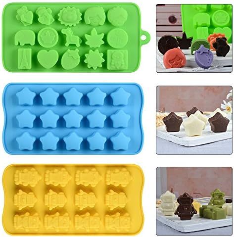 Chocolate Molds Silicone Candy Mold- Hard Candy Silicone Gummy Molds Including Stars, Hearts, Dinosa | Amazon (US)