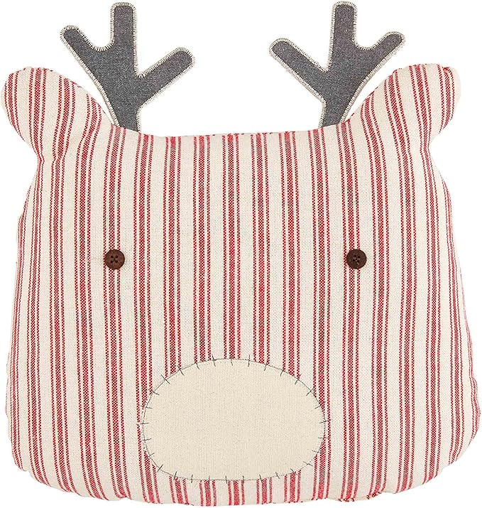 Mud Pie Christmas Shaped Reindeer Pillows, 16 1/2" x 15", Stripe | Amazon (US)