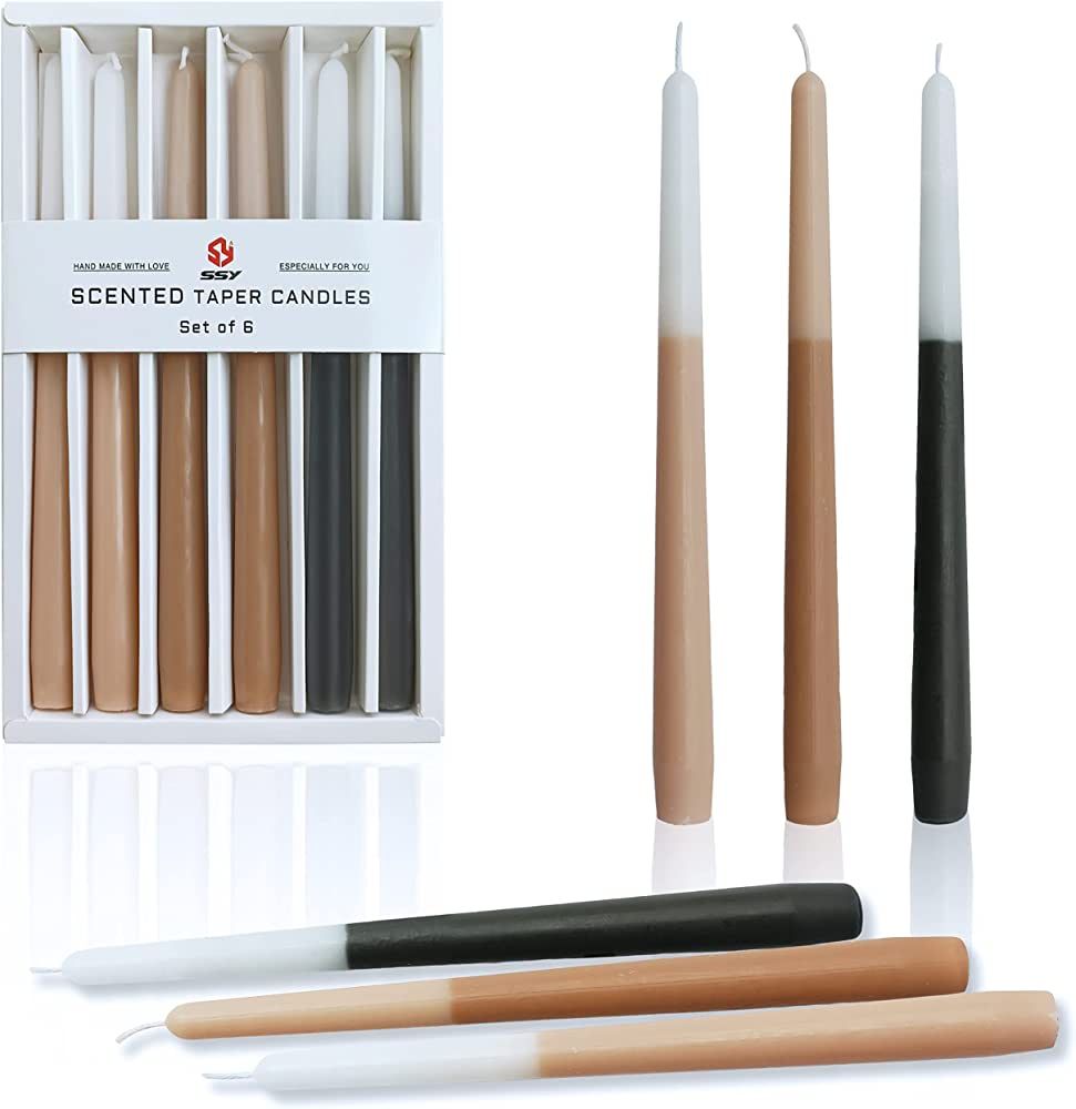 Scented Candle Colored Taper Candles Sticks - SEUCRWAX Smokeless Gradient Candles Bluebell Set of... | Amazon (US)