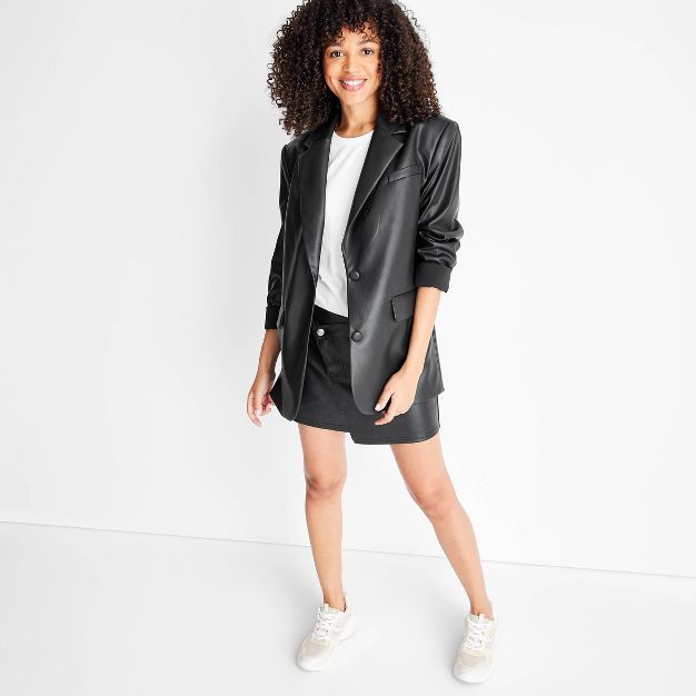 Women's Oversized Faux Leather Blazer - Future Collective™ With Kahlana Barfield Brown Black | Target