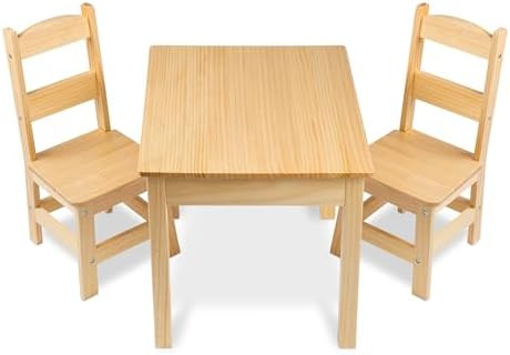 Melissa & Doug Solid Wood Kids Table and Chairs (2), Premium Quality Wooden Toddler Table and Cha... | Amazon (US)