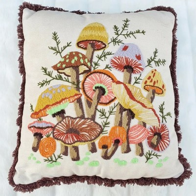 Vintage Mushroom Crewel Pillow | eBay US