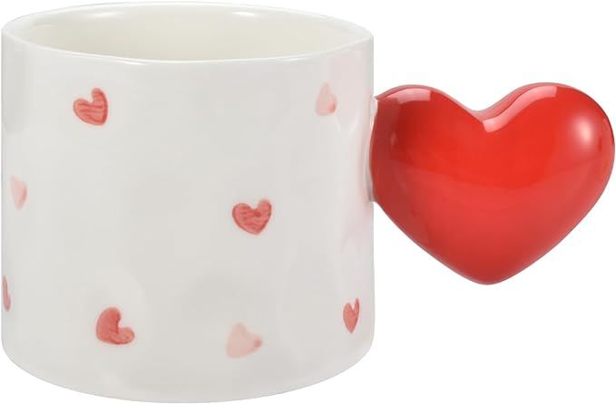Denovin Ceramic Coffee Mug, Cappuccino Espresso Demitasse Cute Heart Handle Shape Cup, 12oz Perfe... | Amazon (US)