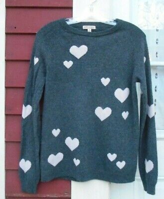 Philosophy Gray Pink Hearts 100% Cashmere Long Sleeved Crew Neck Sweater Small | eBay US