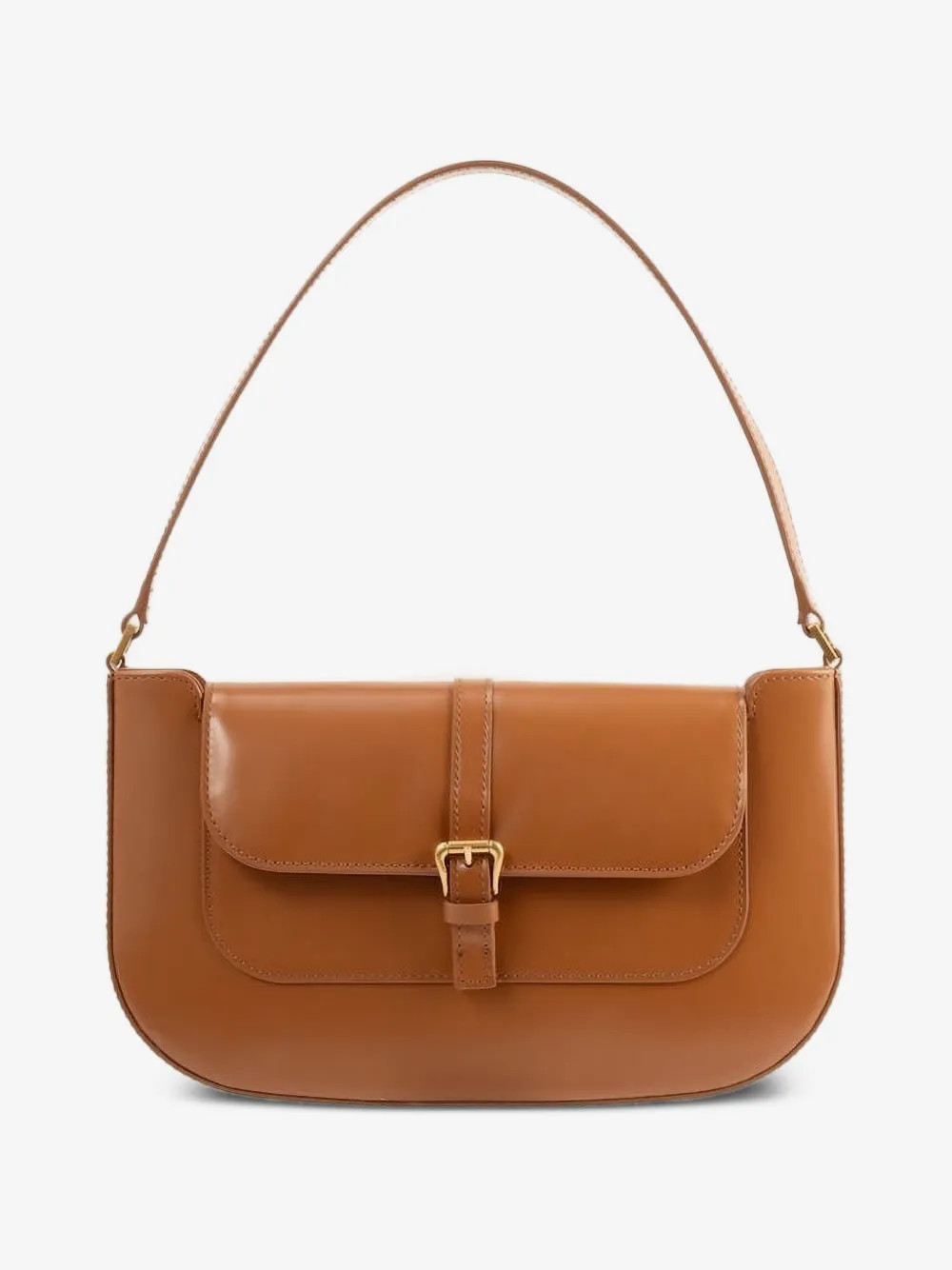 BY FAR Miranda Summer flap semi patent-leather shoulder bag - Brown | Farfetch Global
