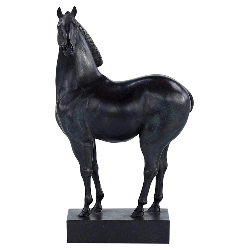 John-Richard Noble Steed Traditional Black Resin Horse Sculpture | Kathy Kuo Home