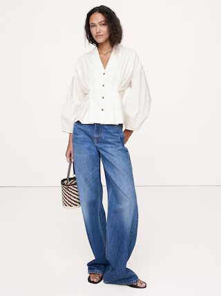 Cotton Poplin Cinched-Waist Shirt | Banana Republic (US)