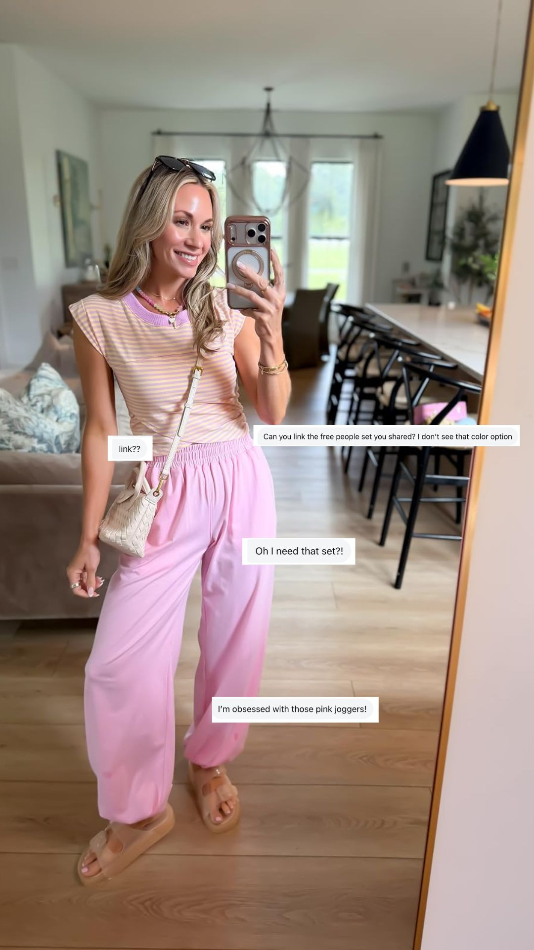  This set is so comfy and perfect to lounge in or run errands! I'm wearing an xs and 5'2 for reference! Runs tts. Sandals are super comfy too and run tts 

 #LTKootd #LTKSeasonal