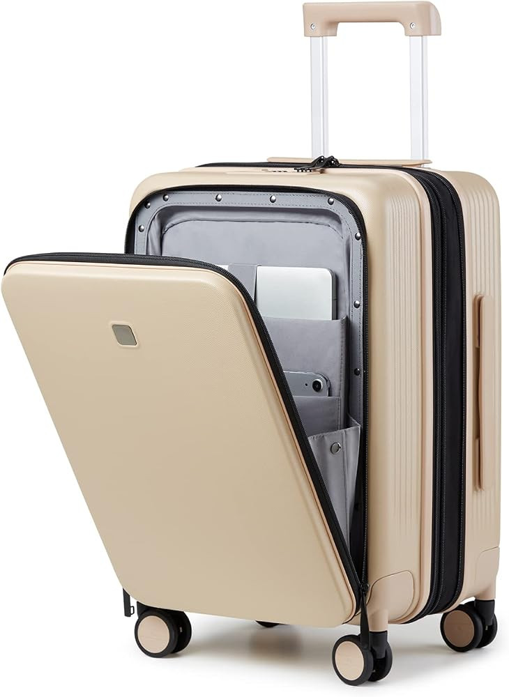 Hanke 20 Inch Expandable Carry-On Luggage with Wheels PC Hard Shell Suitcases Lightweight Front O... | Amazon (US)