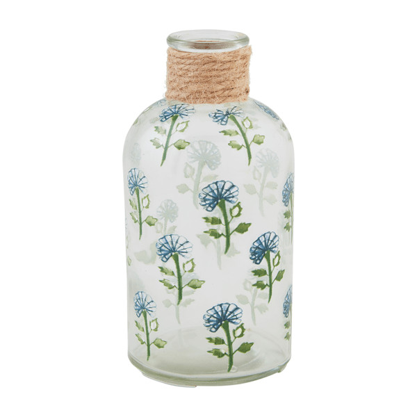 Green Floral Glass Vase | Mud Pie