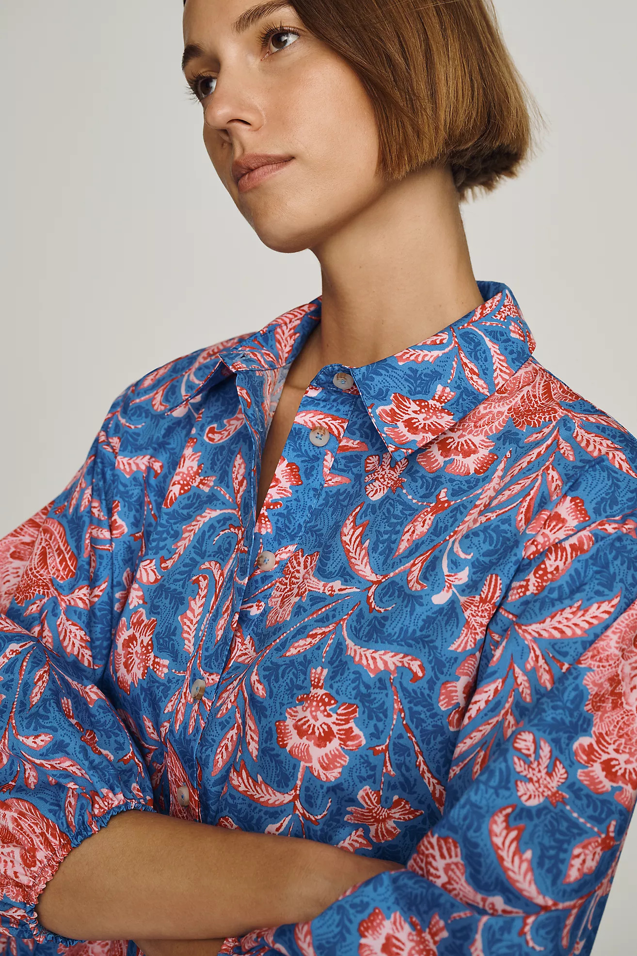 Maeve Bettina Tiered Mini Shirtdress | Anthropologie (US)