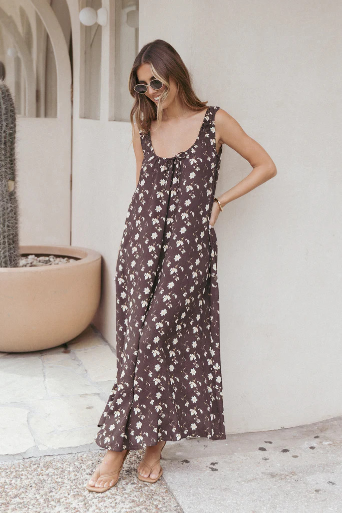 Bowman Maxi Dress - Brown Floral | Petal & Pup (US)