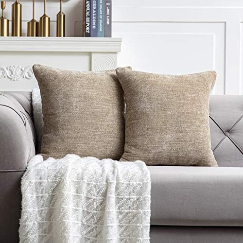 Anickal Khaki Pillow Covers 24x24 Inch Set of 2 Farmhouse Rustic Decorative Throw Pillow Covers Squa | Amazon (US)