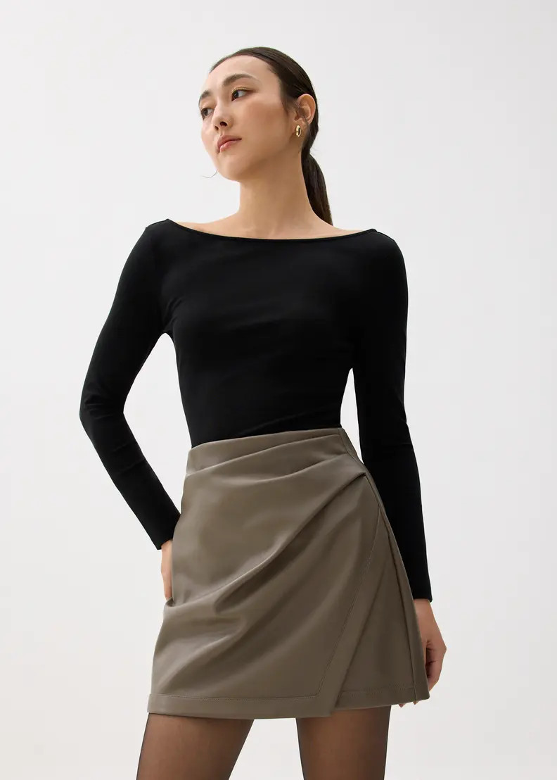 High Waist Vegan Leather A-line Mini Skirt | Love, Bonito USA