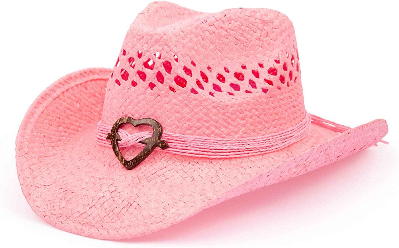 TOVOSO Straw Pink Cowgirl Hat for Women, Shapeable, Spring and Summer Pink Cowboy Hat | Amazon (US)