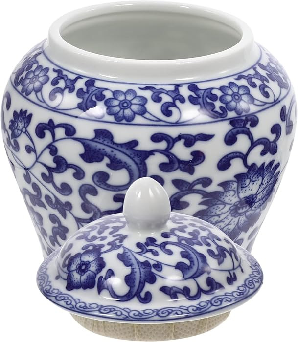Blue and White Porcelain Tea Jar Vintage Chinese Style Ceramic Tea Storage Canister with Airtight... | Amazon (US)