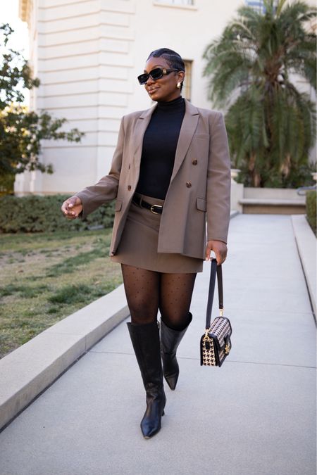 Mini skirt suit style inspo for colder temps 

#LTKSeasonal #LTKfindsunder100 #LTKstyletip