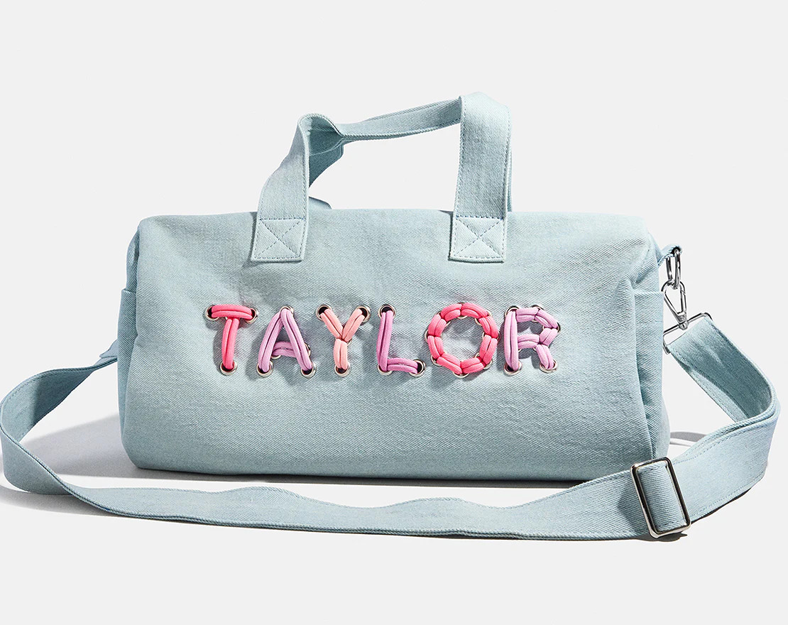 Thready to Go Kids’ Custom Duffle - Light Denim/Pink Multi | BaubleBar